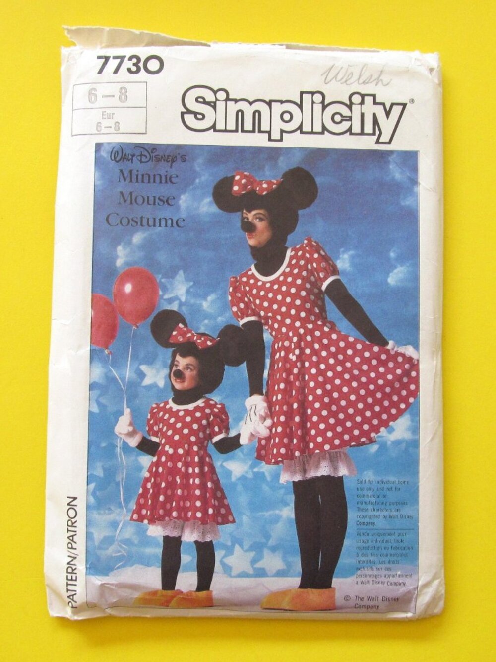 Vintage Simplicity pattern Minnie Mouse costume Halloween UNCUT